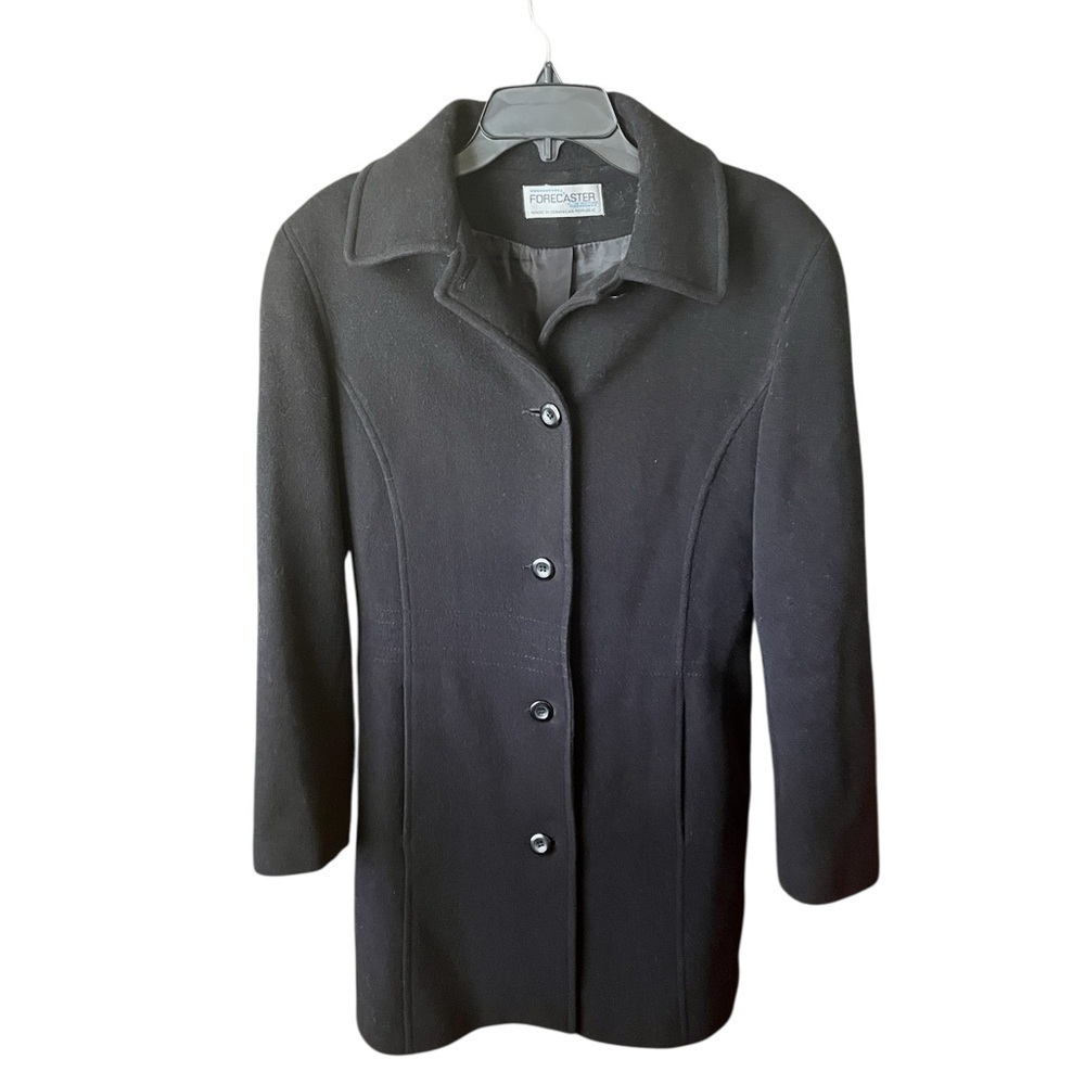 Forecaster of Boston 100% wool women’s button down coat lined pockets 8 black